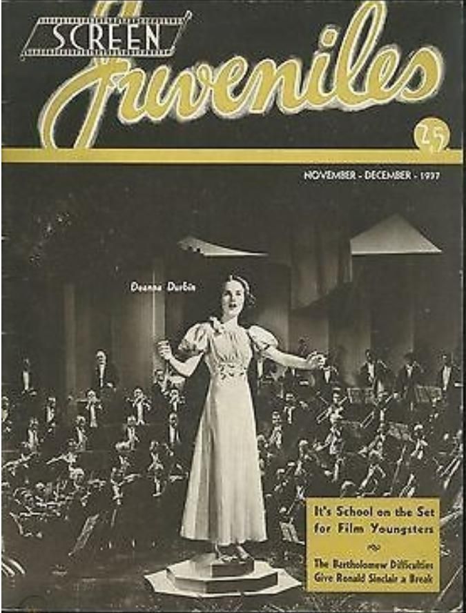 SCREEN JUVENILES magazine side cover  November/December 1937