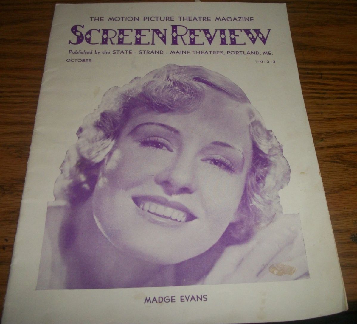 SCREEN REVIEW 1930S magazine side cover  October 1933