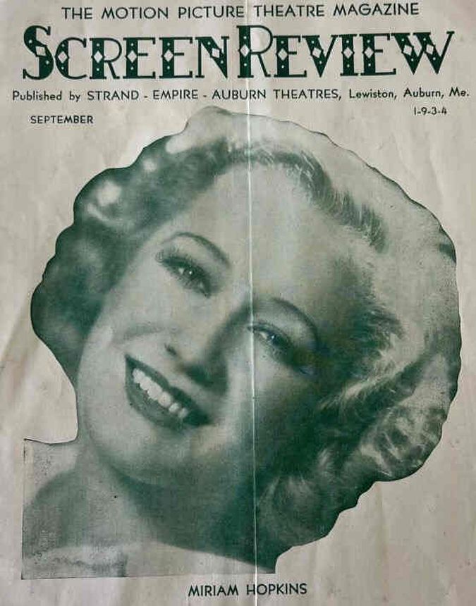 SCREEN REVIEW 1930S magazine side cover  September 1934