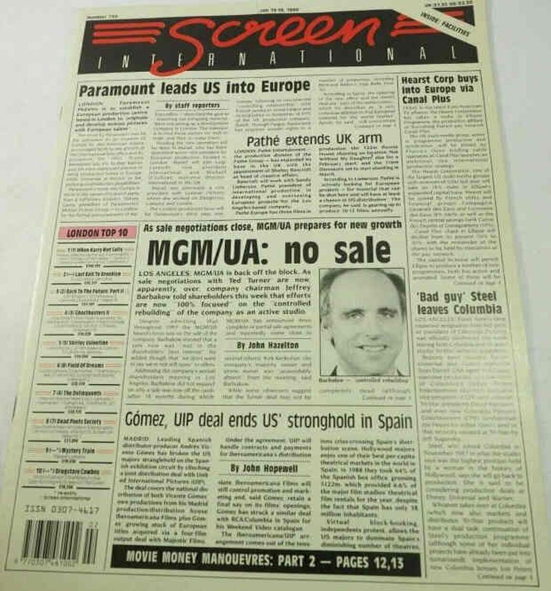 SCREEN INTERNATIONAL magazine side cover 13 January 1990