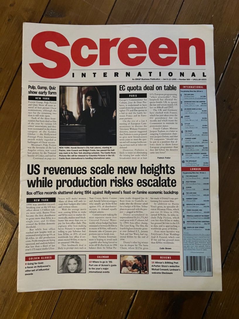 SCREEN INTERNATIONAL magazine side cover Issue 989 6 January 1995