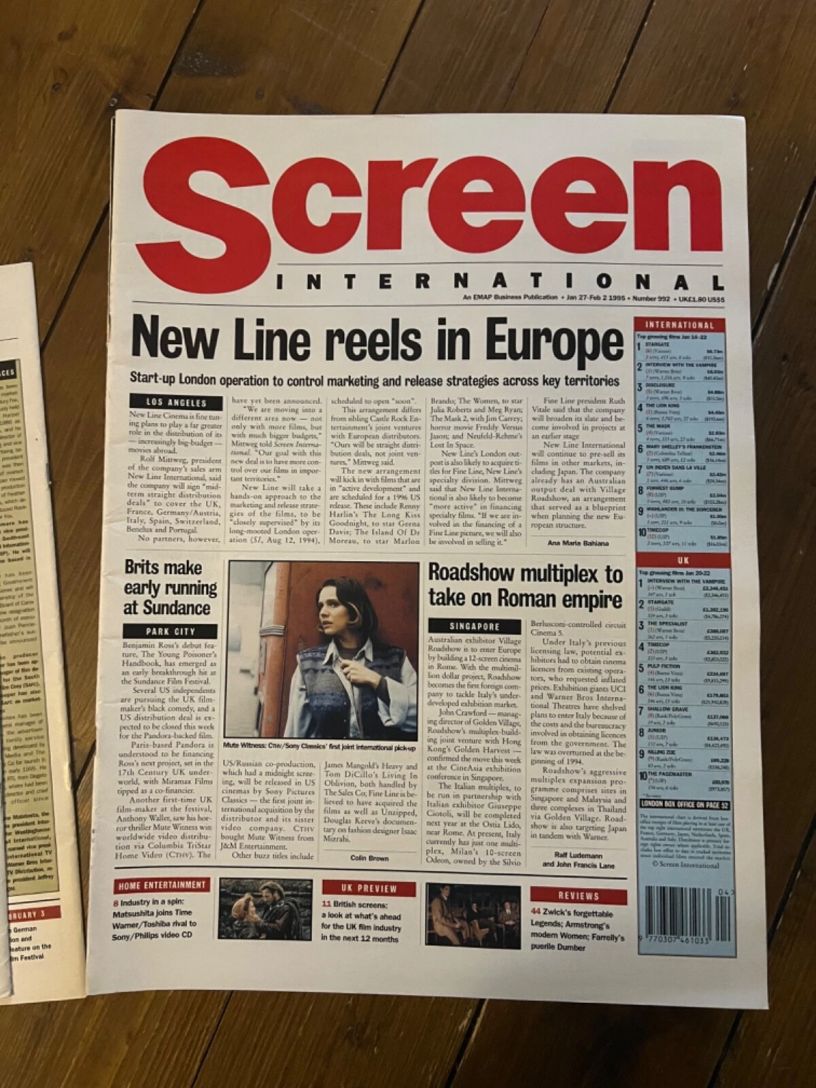 SCREEN INTERNATIONAL magazine side cover Issue 992 27 January 1995