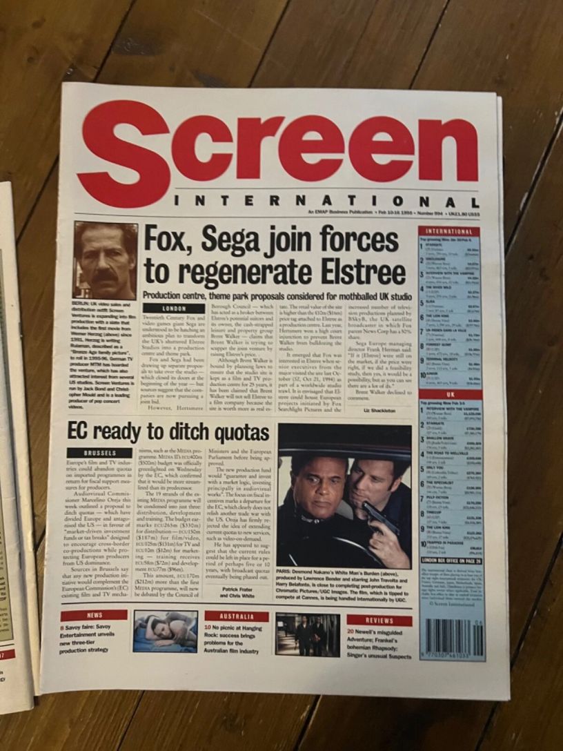 SCREEN INTERNATIONAL magazine side cover Issue 994 10 February 1995