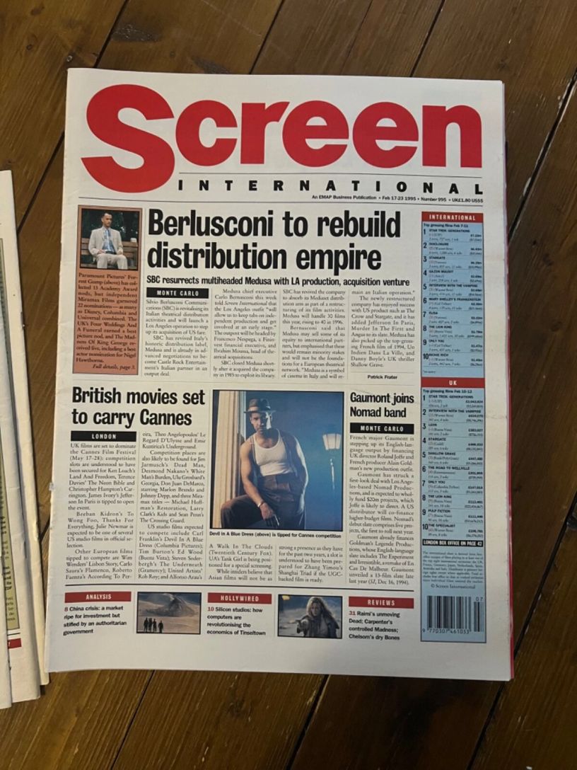 SCREEN INTERNATIONAL magazine side cover Issue 995 17 February 1995