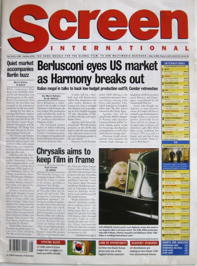 SCREEN INTERNATIONAL magazine side cover Issue 1046 23 February 1996