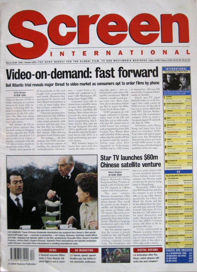 SCREEN INTERNATIONAL magazine side cover Issue 1050 22 March 1996