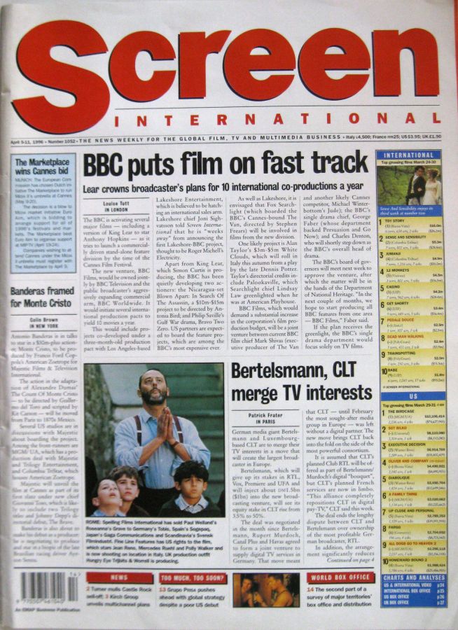 SCREEN INTERNATIONAL magazine side cover Issue 1052 5 April 1996