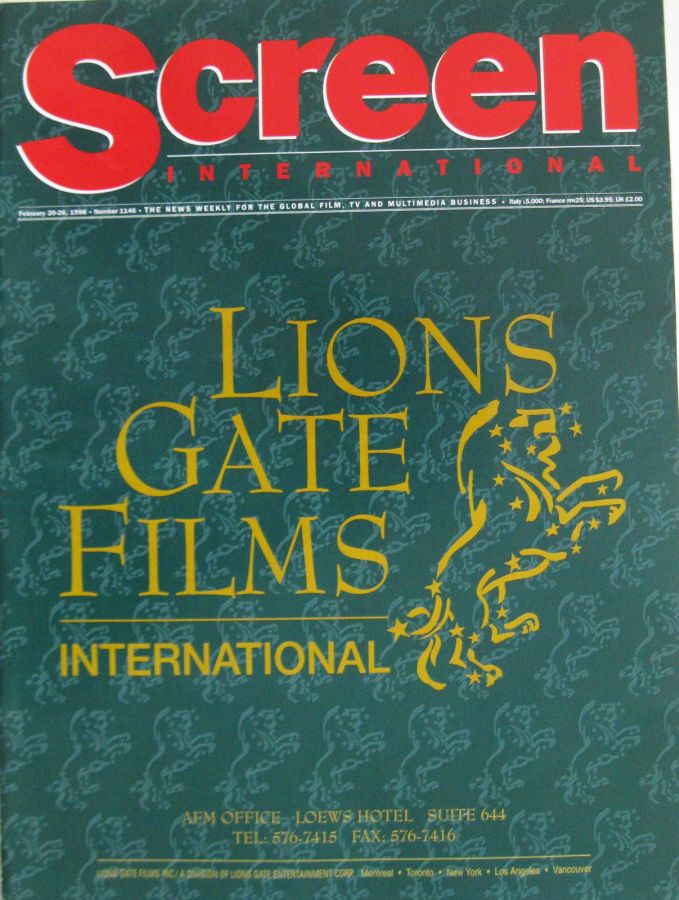 SCREEN INTERNATIONAL magazine side cover Issue 1146 20 February 1998