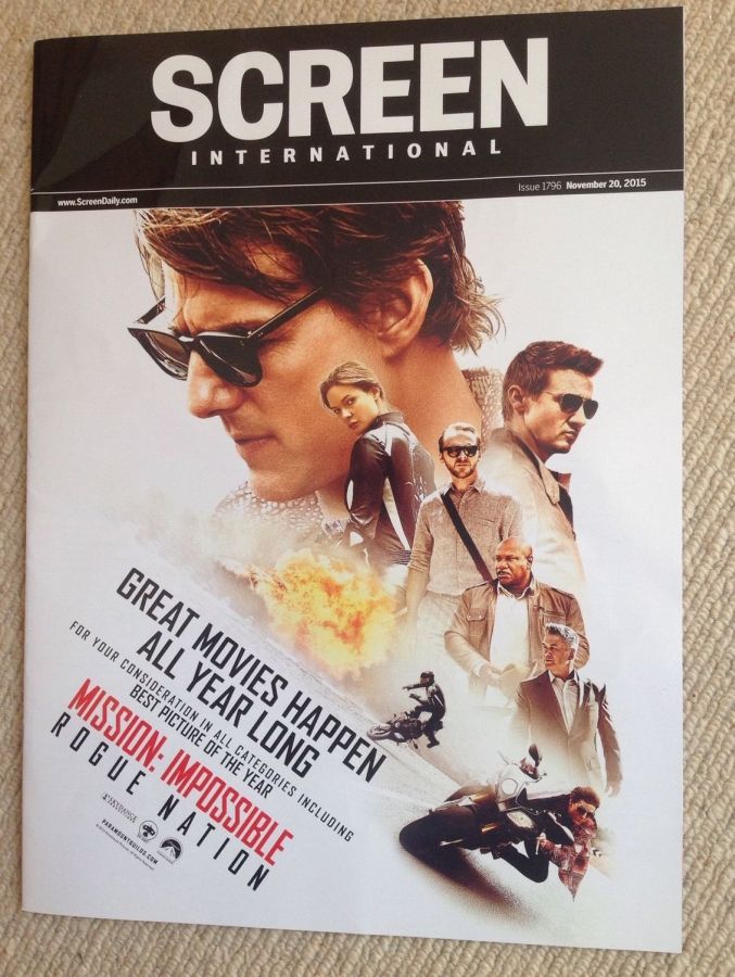 SCREEN INTERNATIONAL magazine side cover Issue 1796 20 November 2015