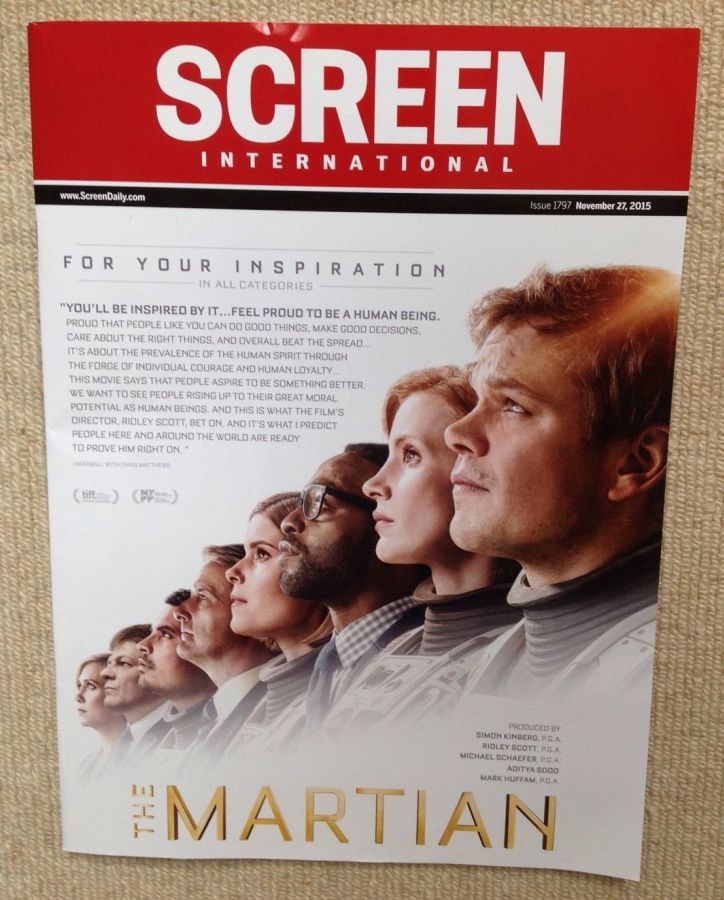 SCREEN INTERNATIONAL magazine side cover Issue 1797 27 November 2015