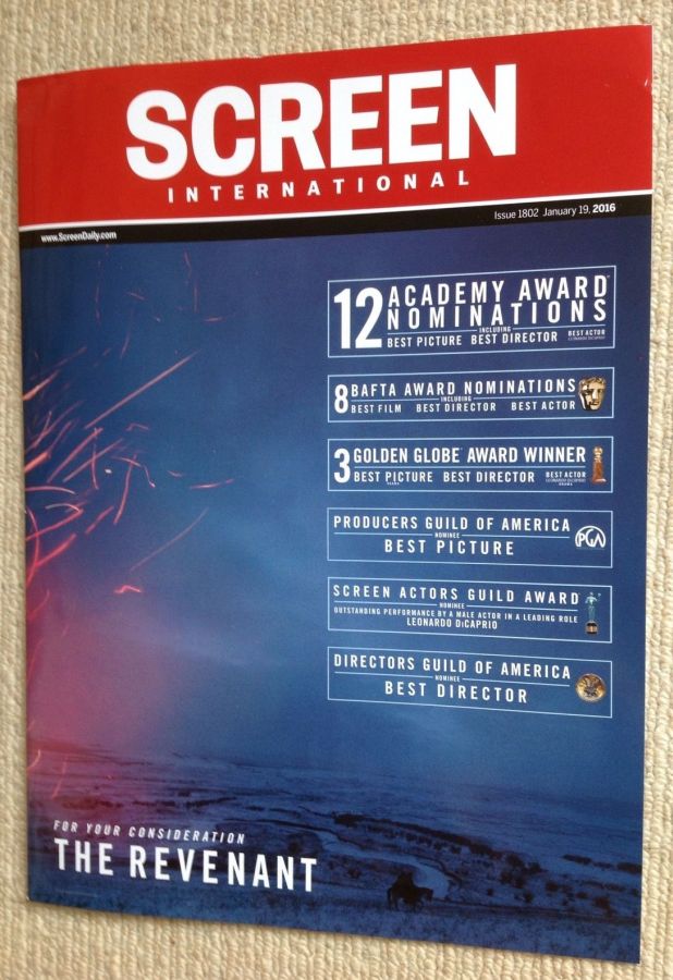 SCREEN INTERNATIONAL magazine side cover Issue 1802 19 January 2016
