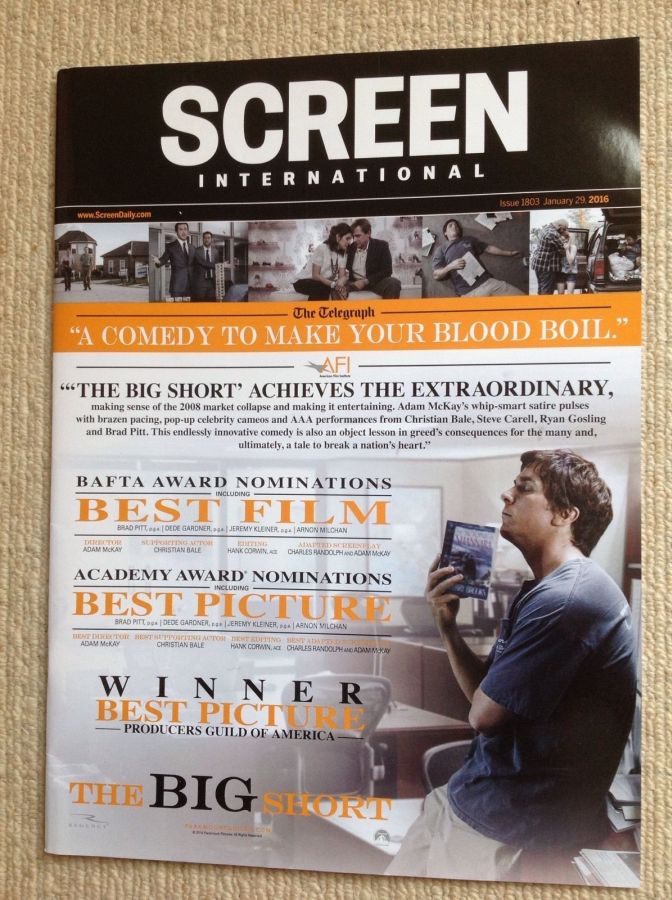 SCREEN INTERNATIONAL magazine side cover Issue 1803 29 January 2016