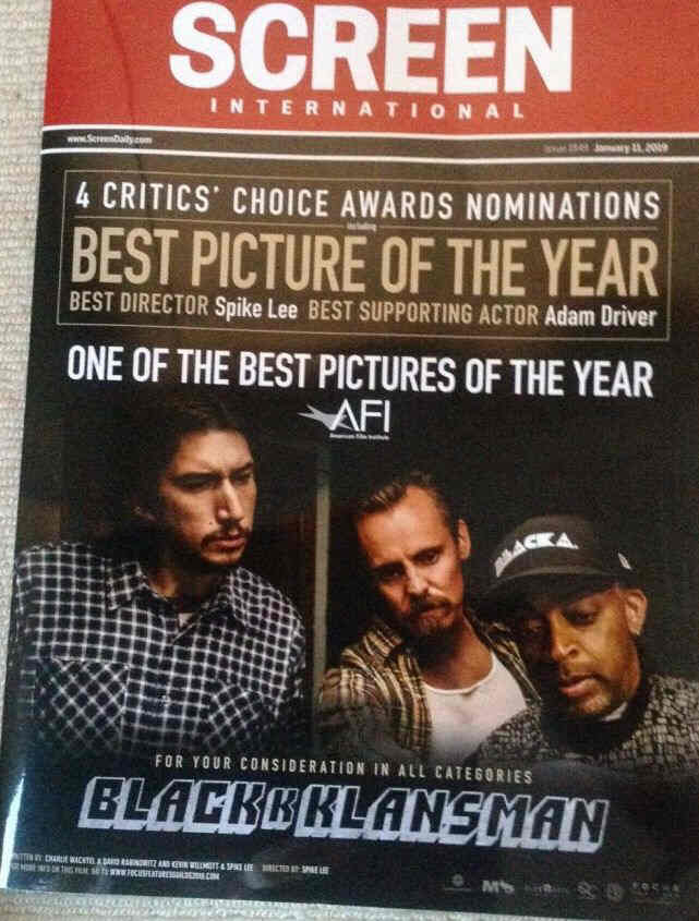 SCREEN INTERNATIONAL magazine side cover Issue 1849 11 January 2019