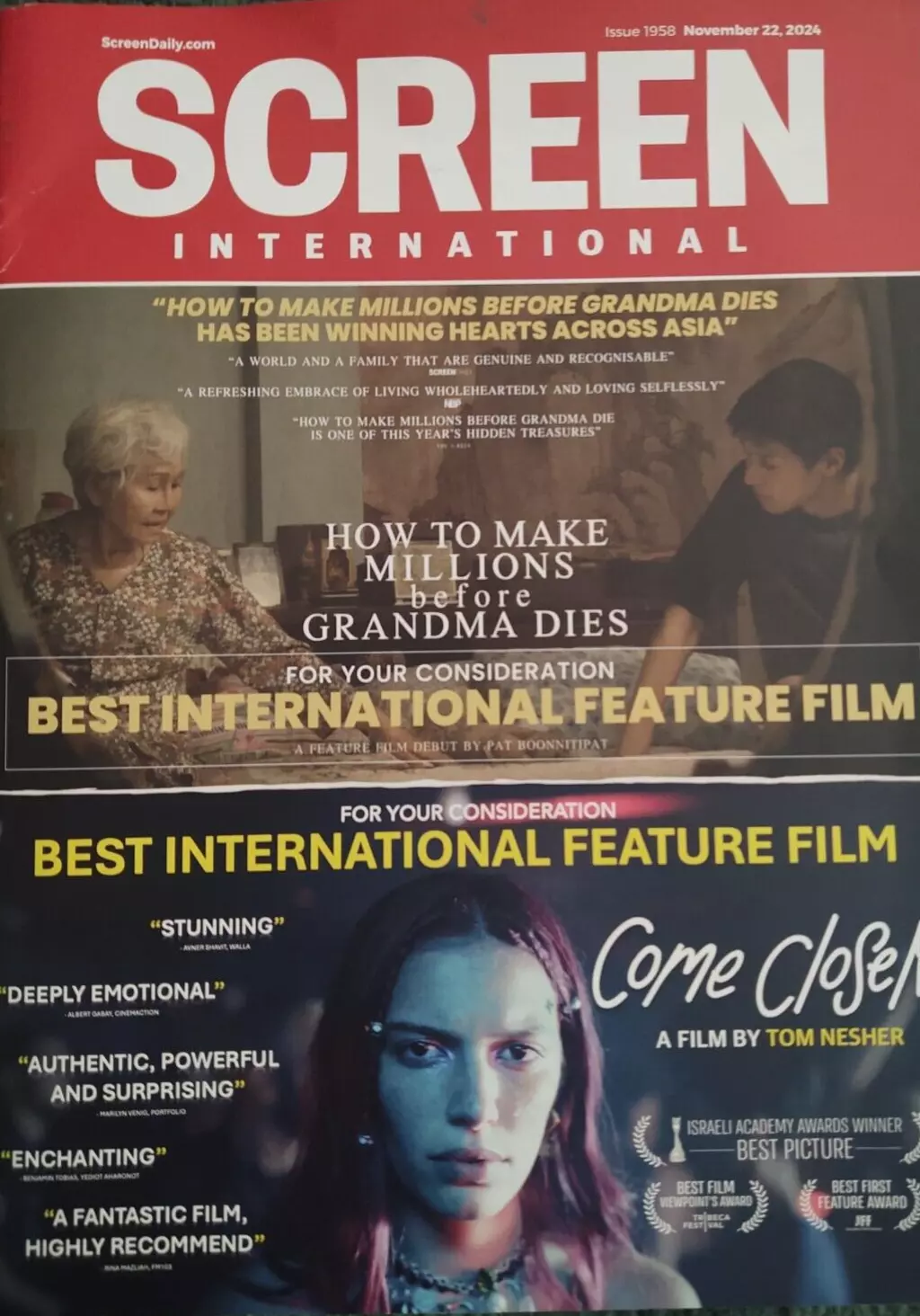 SCREEN INTERNATIONAL magazine side cover Issue 1958 22 November 2024