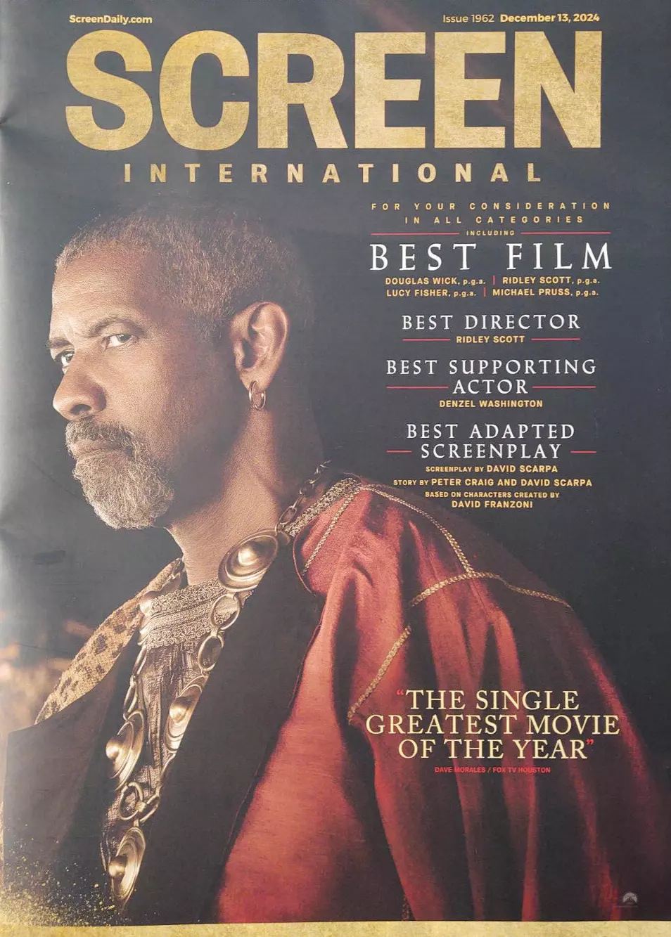 SCREEN INTERNATIONAL magazine side cover Issue 1962 13 December 2024