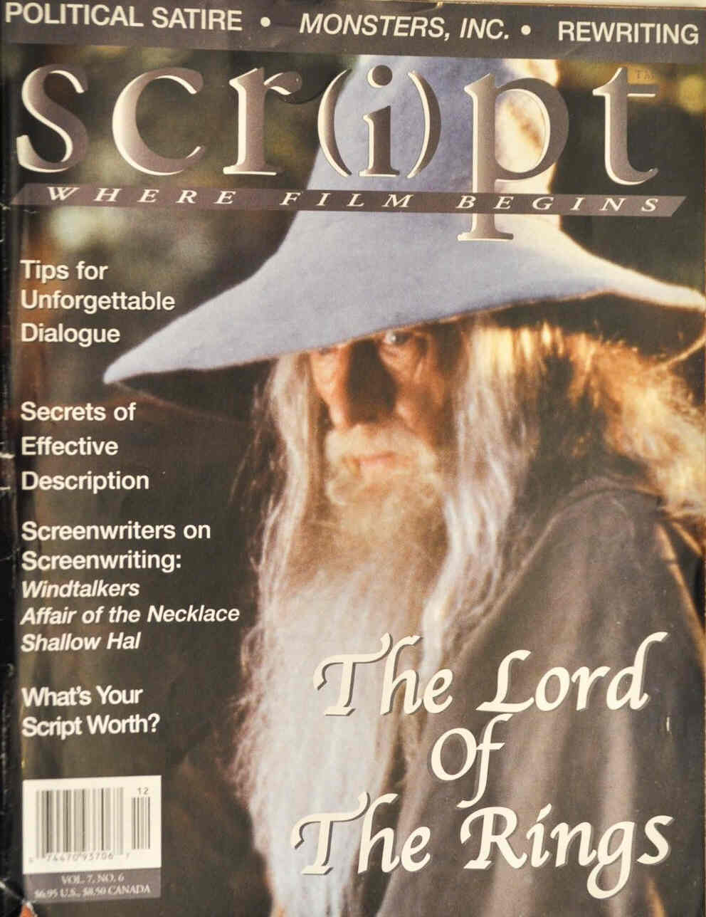 SCRIPT magazine side cover Issue 30 November/December 2001