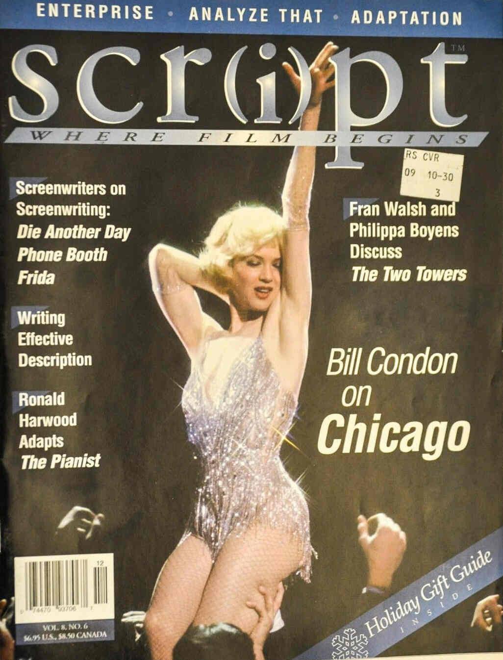 SCRIPT magazine side cover Issue 36 November/December 2002