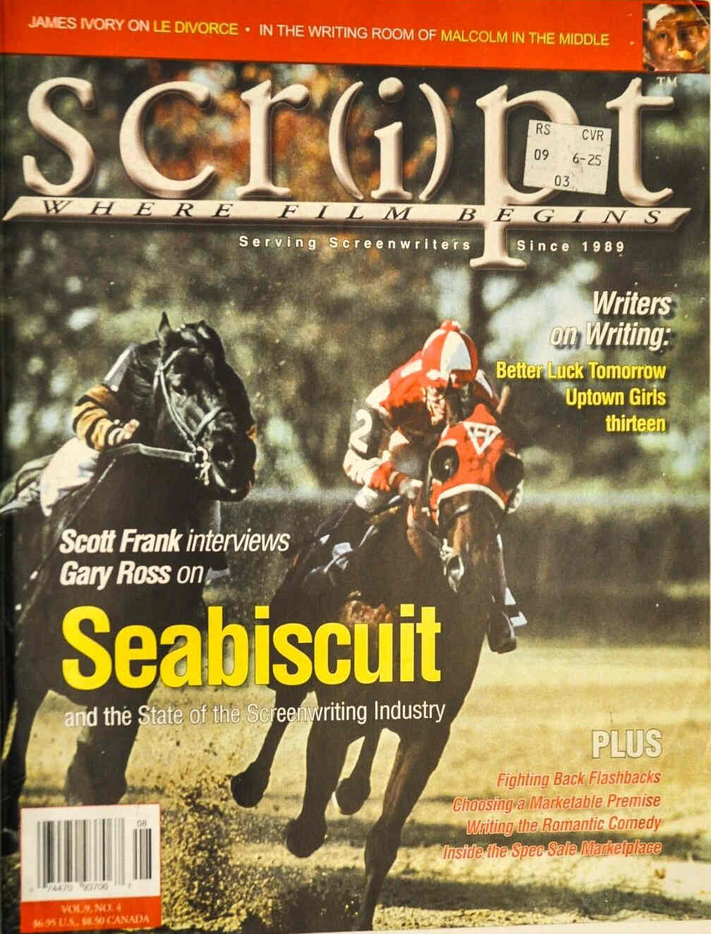 SCRIPT magazine side cover Issue 40 July/August 2003