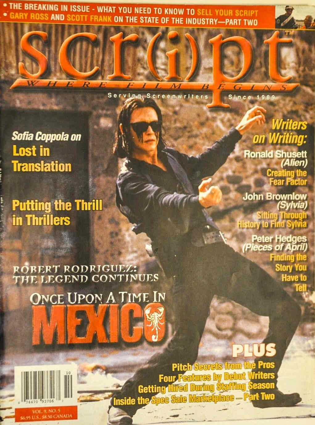 SCRIPT magazine side cover Issue 41 September/October 2003