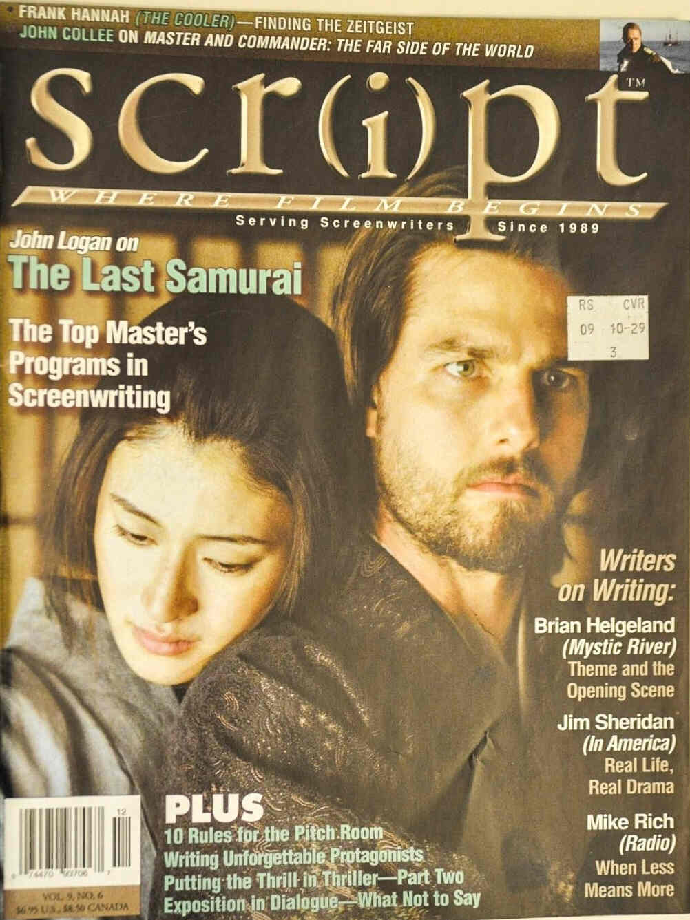 SCRIPT magazine side cover Issue 42 November/December 2003