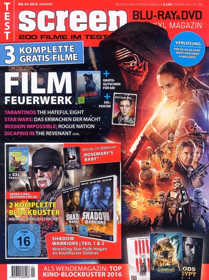SCREEN BLURAY DVD magazine side cover January 2016