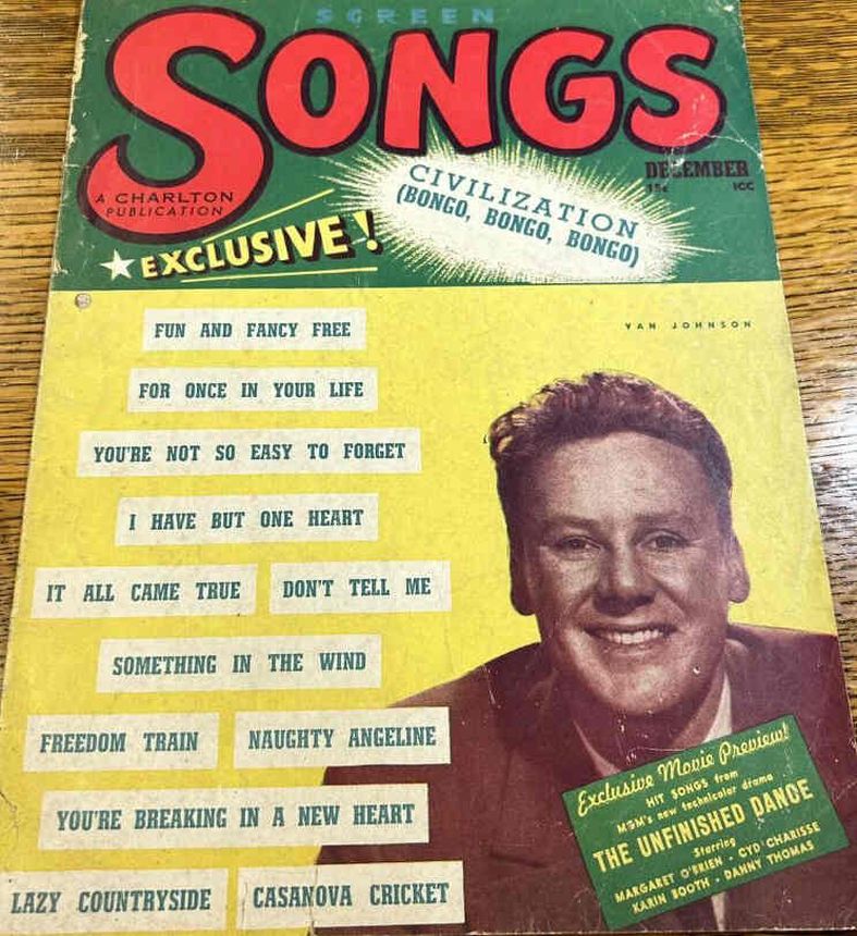 SCREEN SONGS magazine side cover  December 1947