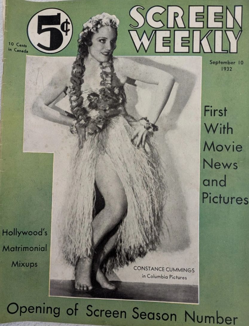 SCREEN WEEKLY magazine side cover 10 September 1932