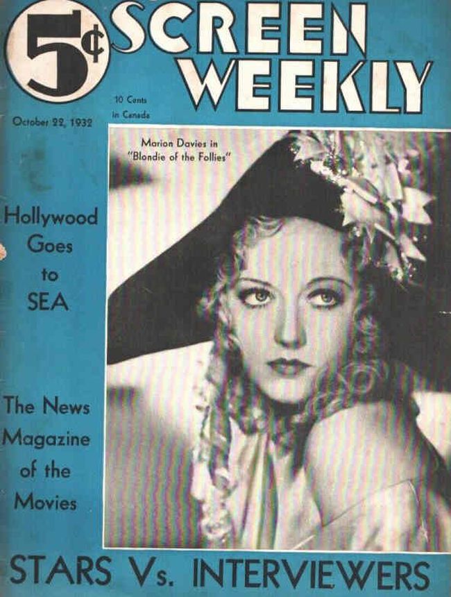 SCREEN WEEKLY magazine side cover 22 October 1932