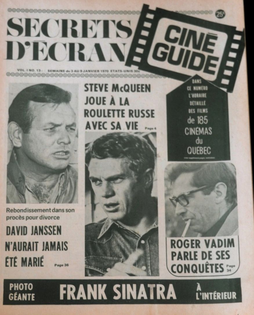 SECRETS DECRAN CINE GUIDE magazine side cover Issue 13 3 January 1970