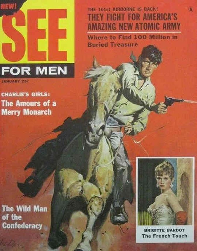 SEE FOR MEN magazine side cover  January 1957