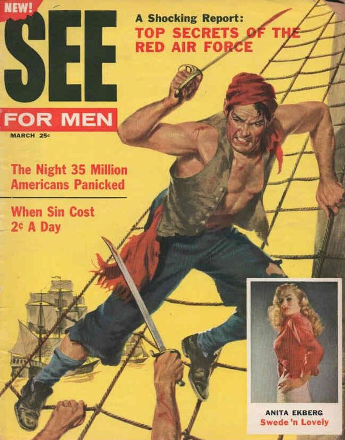 SEE FOR MEN magazine side cover  March 1957