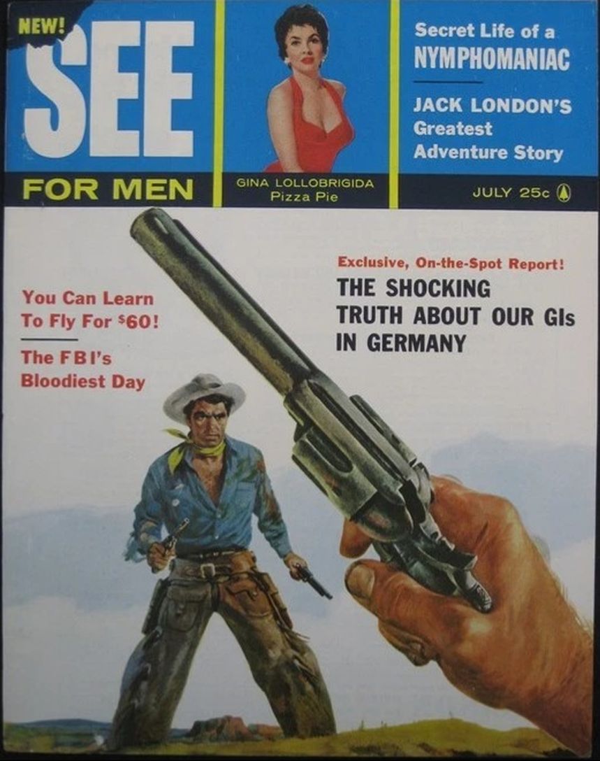 SEE FOR MEN magazine side cover  July 1957