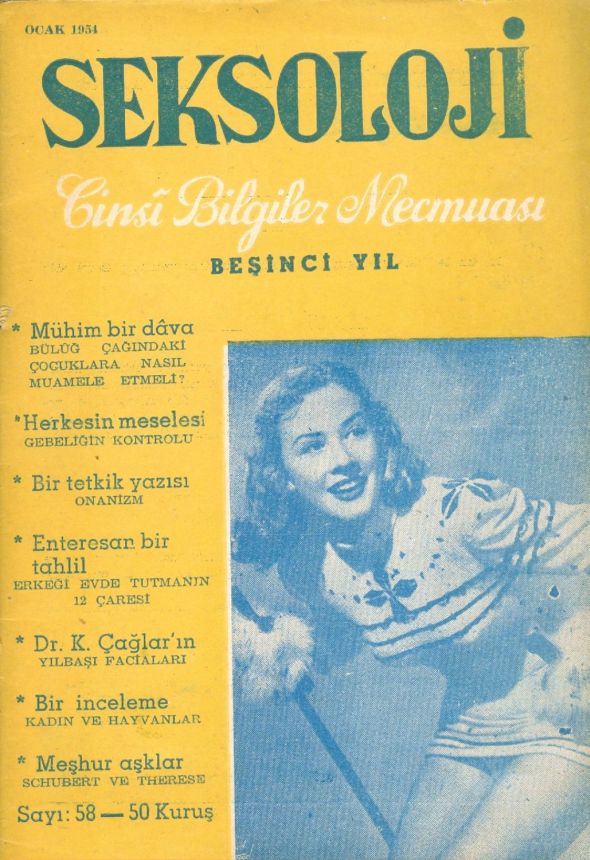 SEKSOLOJI magazine side cover  January 1954