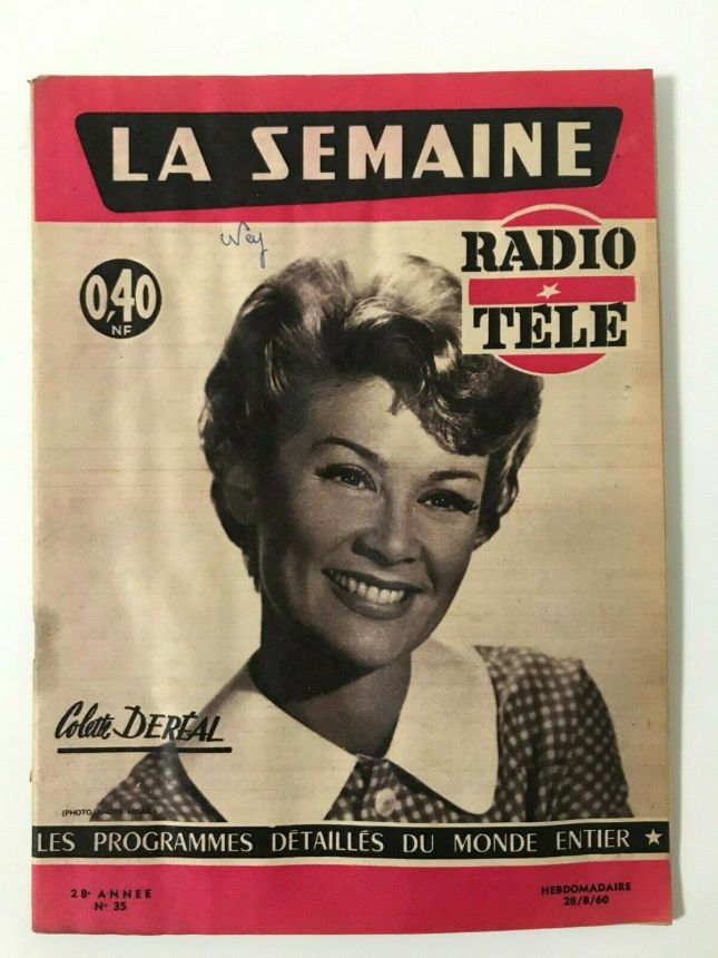 LA SEMAINE RADIO TELE magazine side cover Issue 35 28 August 1960