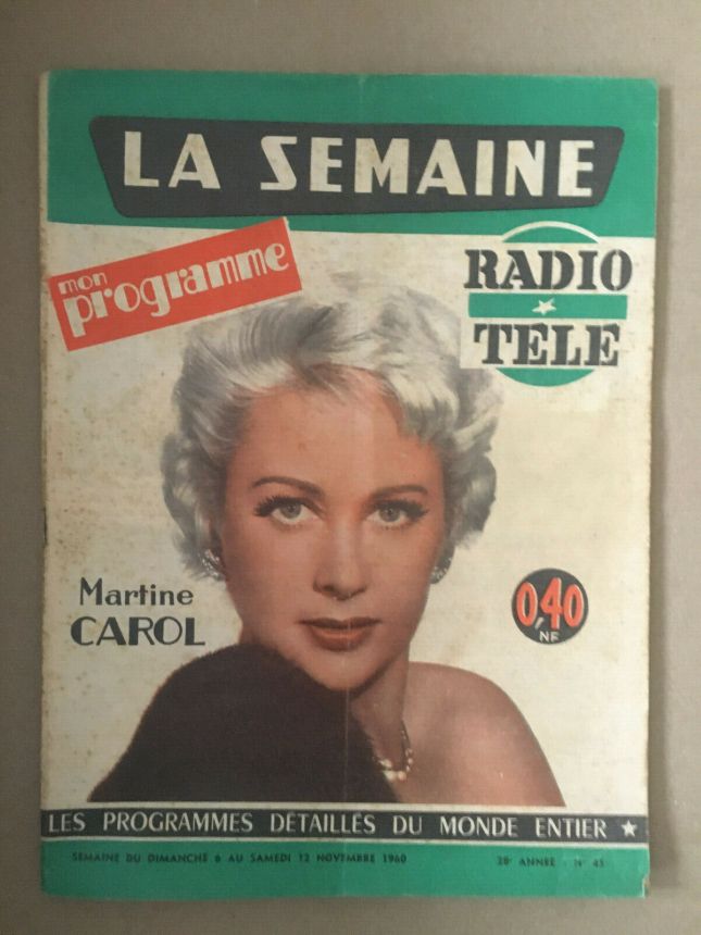 LA SEMAINE RADIO TELE magazine side cover Issue 45 6 November 1960
