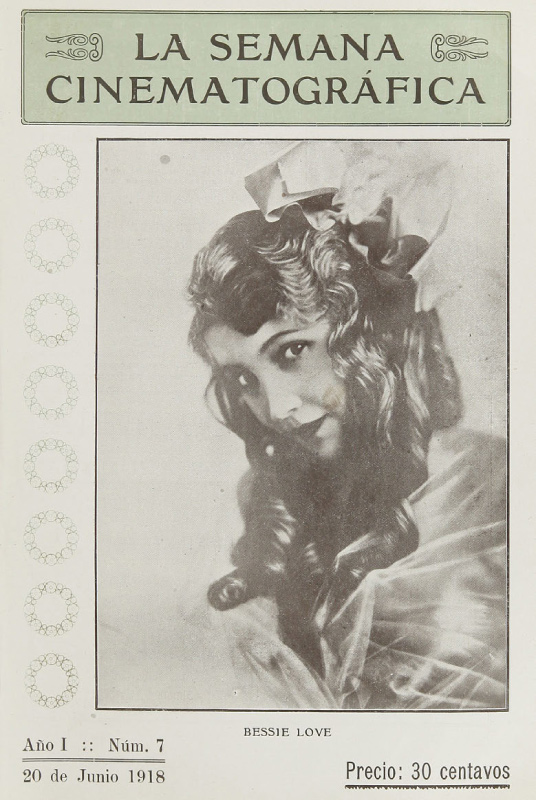 SEMANA CINEMATOGRAFICA | LA magazine side cover  Vol 1 No  7 20 June 1918