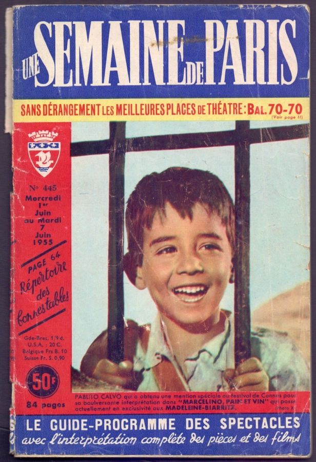 SEMAINE DE PARIS | UNE magazine side cover Issue 445 1 June 1955