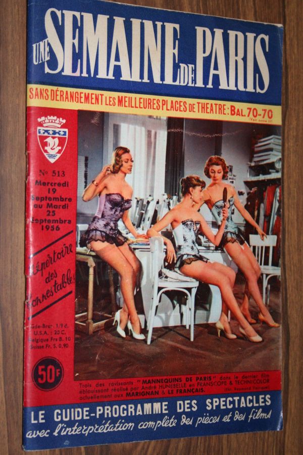 SEMAINE DE PARIS | UNE magazine side cover Issue 513 25 September 1956