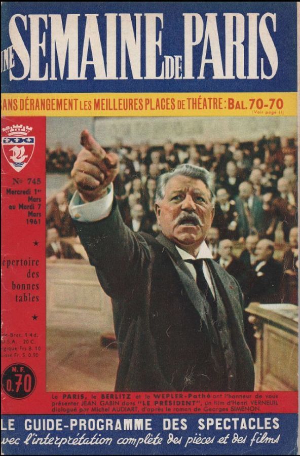 SEMAINE DE PARIS | UNE magazine side cover Issue 745 1 March 1961