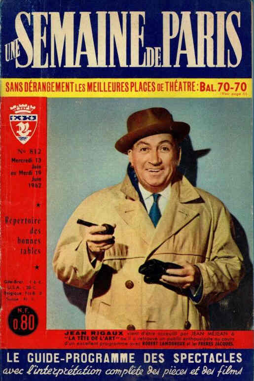 SEMAINE DE PARIS | UNE magazine side cover Issue 812 13 June 1962