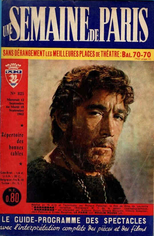 SEMAINE DE PARIS | UNE magazine side cover Issue 825 12 September 1962
