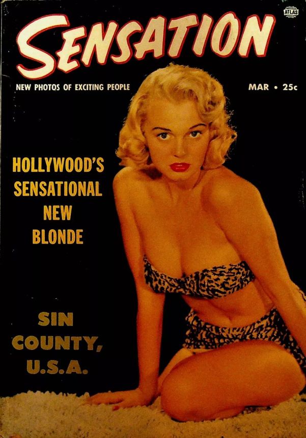 SENSATION magazine side cover  March 1954