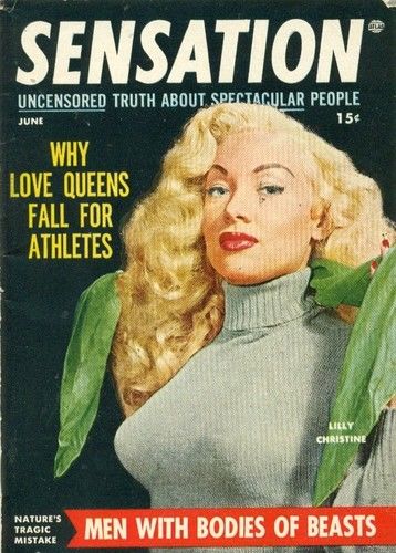 SENSATION magazine side cover June 1954