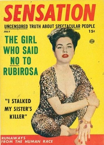 SENSATION magazine side cover July 1954