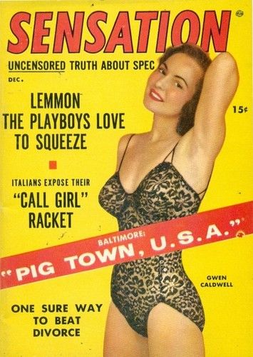 SENSATION magazine side cover December 1954