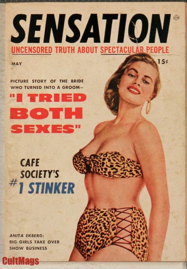 SENSATION magazine side cover  May 1954