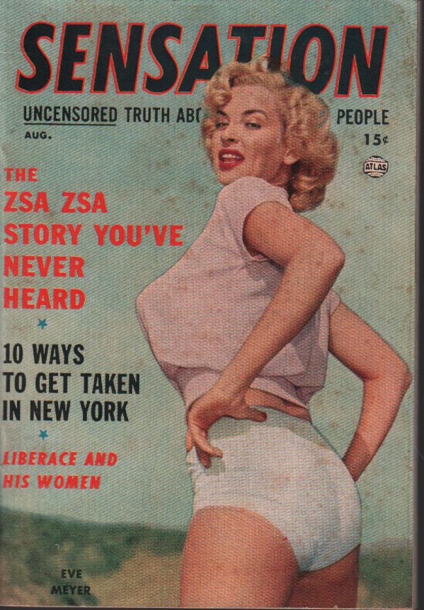 SENSATION magazine side cover  August 1954