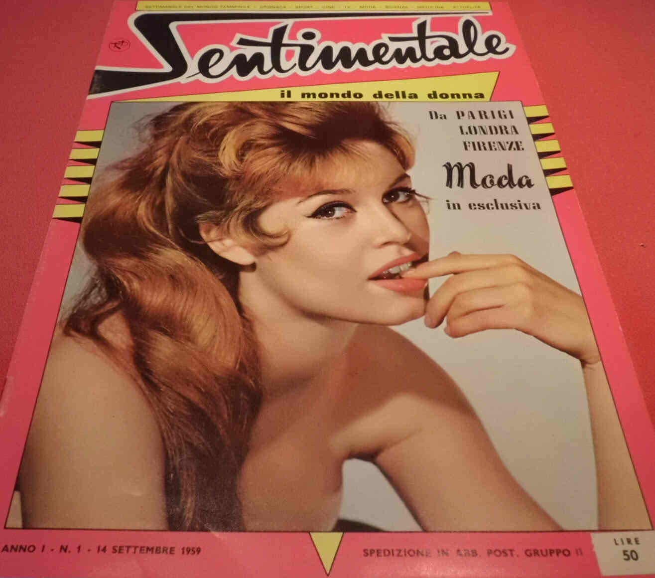 SENTIMENTALE magazine side cover Issue 1 14 September 1959
