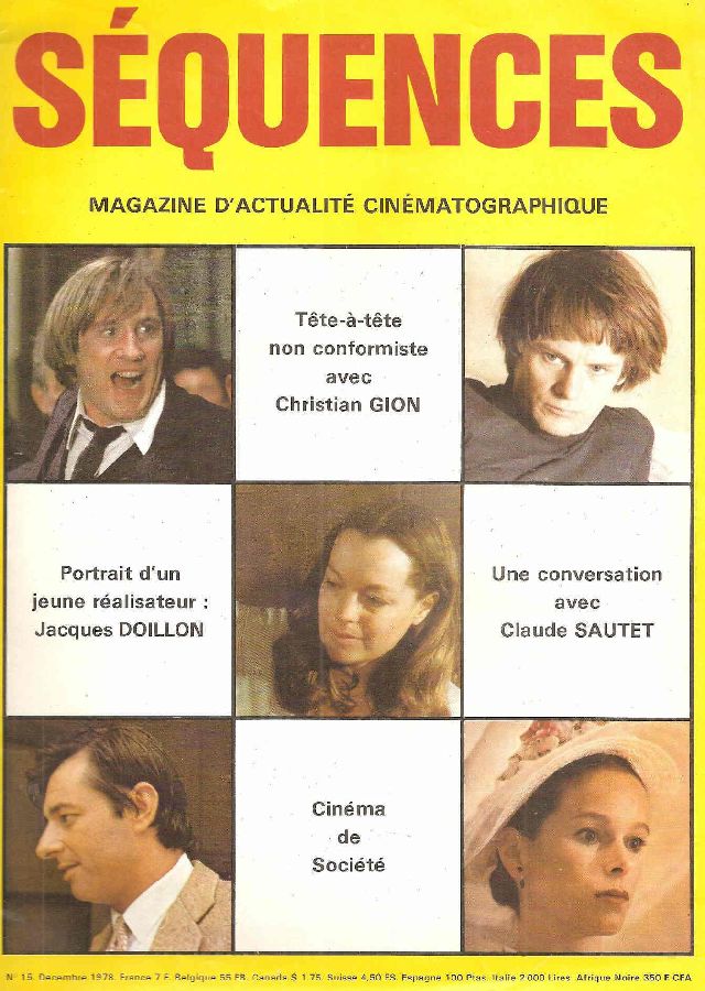 SEQUENCES (Fr) magazine side cover Issue 15 December 1978