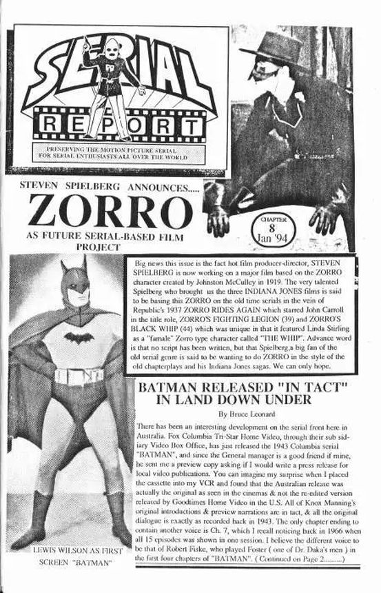 SERIAL REPORT magazine side cover Issue 8 January 1994